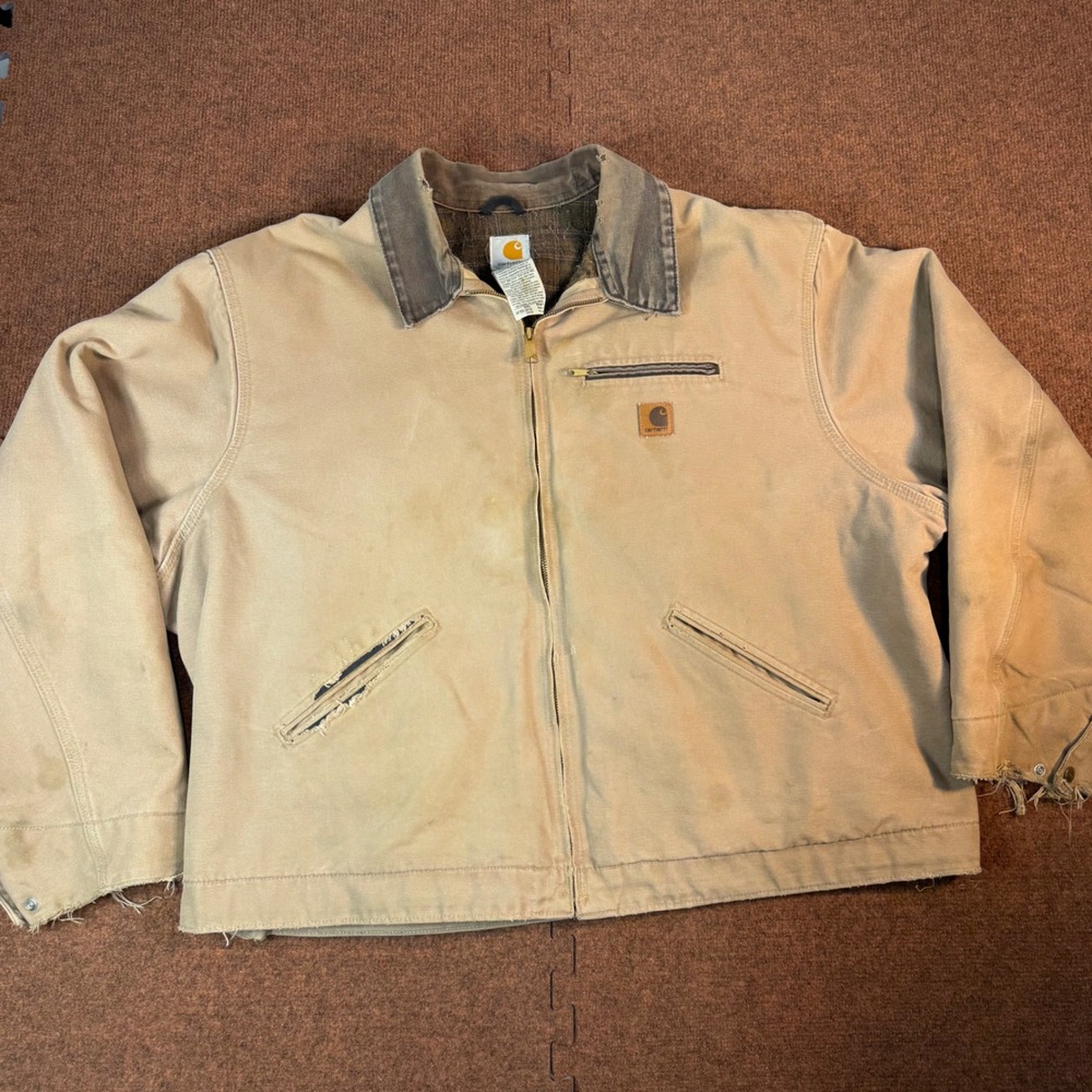 Carhartt J97 SDL Detroit Jacket Mens 3XL Saddle Tan Distressed Blanket Lined 04